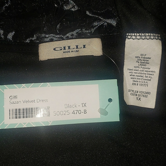 Gilli Sazan Black Floral Velvet Colorshift Sparkles Flare Sleeves Dress 1X NWT - Picture 16 of 17